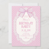 Invitation Choquette d'anniversaire à ruban rose (Devant)