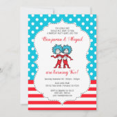 Invitation Chose Une Chose Deux | Anniversaire de Jumeaux (Devant)