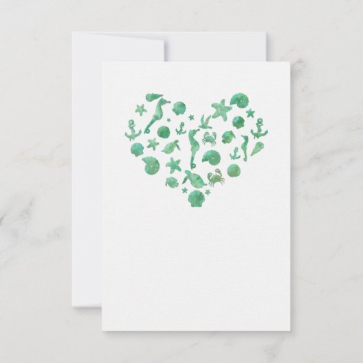 Invitation Choses de plage Aquarelle verte Tableau Numéro Car (Dos)