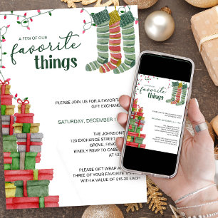 Invitation Choses Préférées Bas et Cadeaux de Fêtes