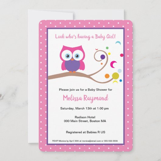 Invitation Chou fille rose Charming mignonne Yeux expressifs (Devant)