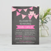 Invitation Chouette à balai en tableau Chouette Baby shower T (Debout devant)