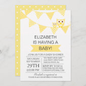 Invitation Chouette à lapin moderne Baby shower neutre selon  (Devant / Derrière)