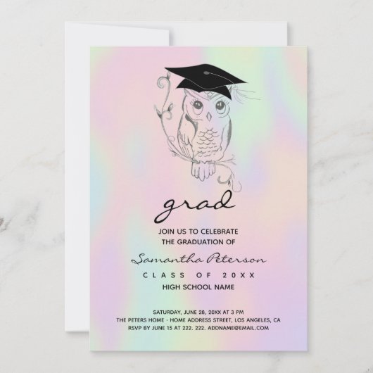 Invitation Chouette à main (Devant)