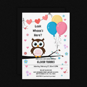 Invitation Chouette adorable avec ballons et Baby shower de c