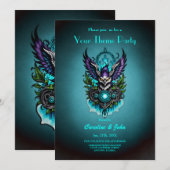 Invitation Chouette aux éléments magiques. (Devant / Derrière)