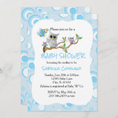 Invitation Chouette Bébé Bleue | Thème Douche (Devant / Derrière)