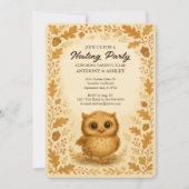 Invitation Chouette Bébé Chouette Chute Douche Bois Fête de n (Devant)