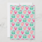 Invitation Chouette Bébé Douche Oiseau rose Fille (Dos)