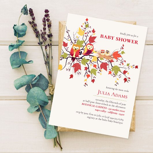 Invitation Chouette-bébé éclosion dans le baby shower d'autom