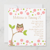 Invitation Chouette-bébé rose (Devant)