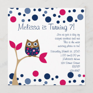 Invitation Chouette-bébé rose
