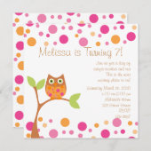 Invitation Chouette-Bébé rose-Hot Rose sur demande (Devant / Derrière)