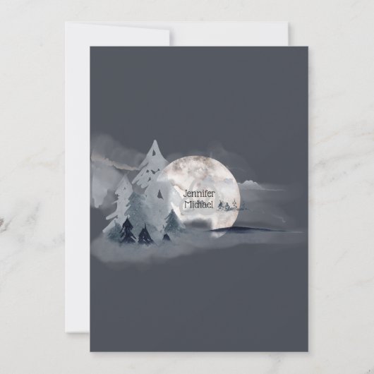 Invitation Chouette bleu gris bleu gris d'aquarelle (Dos)