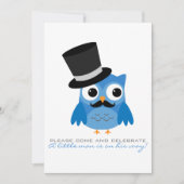Invitation Chouette bleue avec Baby shower Moustache Invitati (Devant)