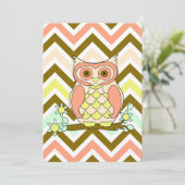 Invitation Chouette colorée contre Chevron Modèle d'invitatio (Debout devant)