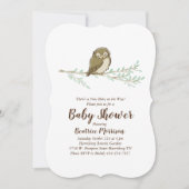 Invitation Chouette couchée Baby shower Oiseau des bois (Devant)