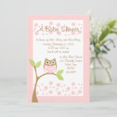 Invitation Chouette de bébé rose pâle (Debout devant)