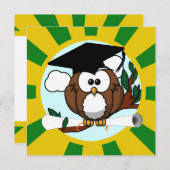 Invitation Chouette De Diplôme Avec Couleurs Vertes Et Gold S (Devant / Derrière)