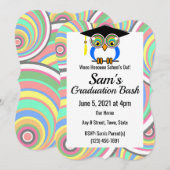 Invitation Chouette de graduation - Amusant, coloré, Célébrat (Devant / Derrière)