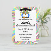 Invitation Chouette de graduation - Amusant, coloré, Célébrat (Debout devant)