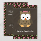 Invitation Chouette de petite fille mignonne avec son cou ros (Devant / Derrière)