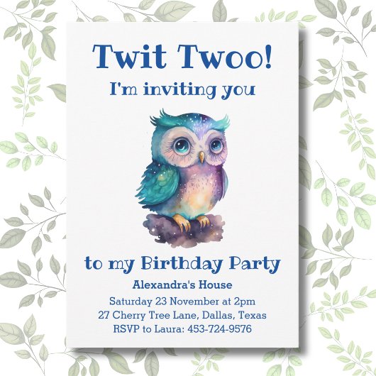 Invitation Chouette des enfants de bois mignonne Anniversaire