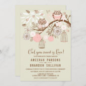 Invitation Chouette dont vous avez besoin est amour Chouette (Devant / Derrière)