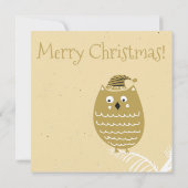 Invitation Chouette d'or Cute Faux | Noël (Dos)