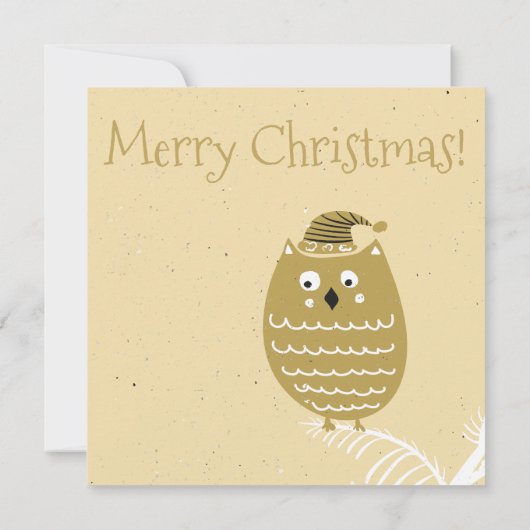 Invitation Chouette d'or Cute Faux | Noël (Dos)