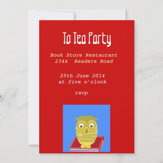 Invitation chouette dorée (Dos)