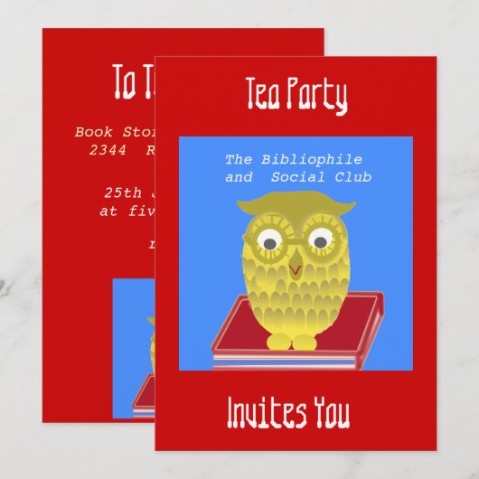 Invitation chouette dorée (Devant / Derrière)