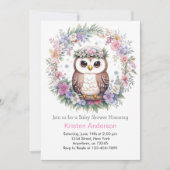 Invitation Chouette enchantée Woods : Baby shower fille (Devant)
