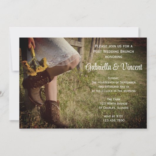 Invitation Chouette et tournesol Mariage Brunch (Devant)
