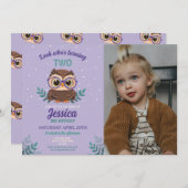 Invitation Chouette Filles Anniversaire Lunettes de bain viol (Devant / Derrière)