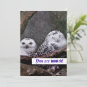 Invitation Chouette Harfang Couple Art Bois Faune (Debout devant)
