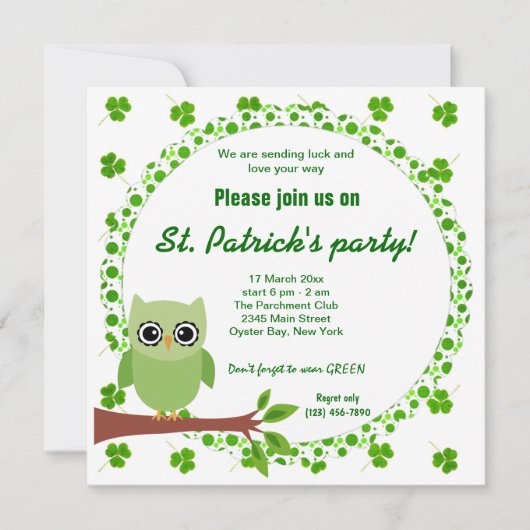 Invitation Chouette irlandaise (Devant)