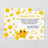 Invitation Chouette jaune (Devant / Derrière)