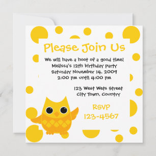 Invitation Chouette jaune