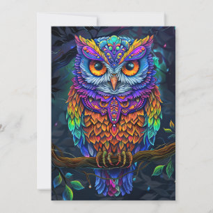 Invitation Chouette mignonne Colorful Oiseau Abstrait Animal