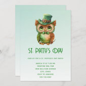 Invitation Chouette mignonne dans un chapeau vert Haut Chapea (Devant / Derrière)