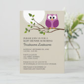 Invitation Chouette mignonne sur Branche Bébé fille Douche (Debout devant)