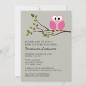 Invitation Chouette mignonne sur Branche Bébé fille Douche (Devant)