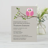 Invitation Chouette mignonne sur Branche Bébé fille Douche (Debout devant)