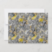 Invitation Chouette mignonne - yeux pétillants & feuilles gri (Dos)