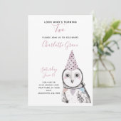 Invitation Chouette noire et blanche 2e fête de fille d'anniv (Debout devant)