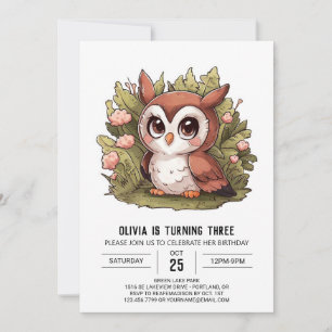 Invitation Chouette numérique Boho Woodland Anniversaire