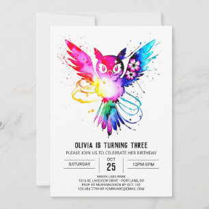 Invitation Chouette numérique enchantée Anniversaire