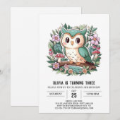 Invitation Chouette numérique mystique mignonne Anniversaire (Devant / Derrière)