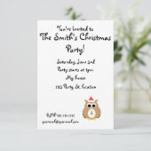 Invitation Chouette père Noël Brown (Debout devant)